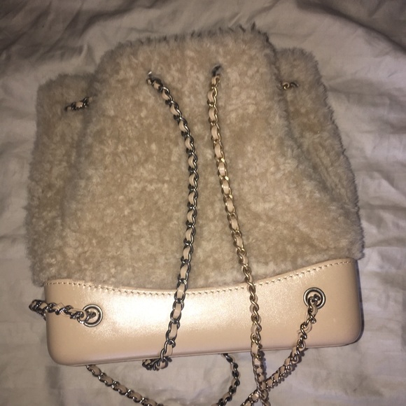 brand new tan CHANEL leather/wool mini back pack main image 7
